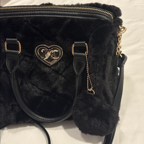 Juicy Couture Handbags - Black Juicy Couture ‘Lets Get Cozy’ Fuzzy Satchel Crossbody Bag